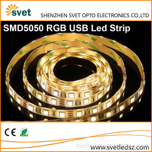DC5V Battery Supply USB Controlled 5050 RGB Led Strip Light 60Leds/M